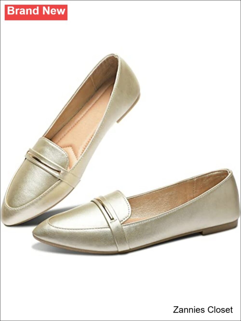 ✨ Obtaom Women's Pointy Toe Loafer Flat Faux Leather Slip On Ballet